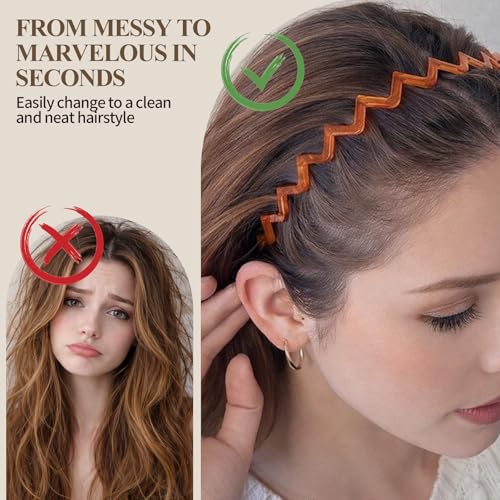8-Pack Zigzag Headbands with Teeth for Women & Men