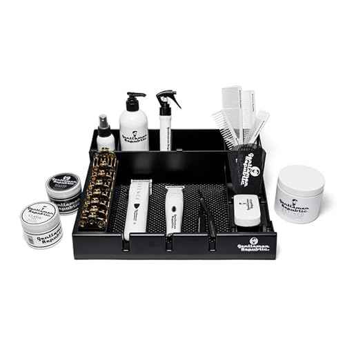 Gentlemen Republic Barber Station Organizer - Multi-Compartment Countertop Tray for Clippers, Trimmers & Other Tools Storage. Ideal for Busy Barbers and Stylists, Maximize Efficiency - Black