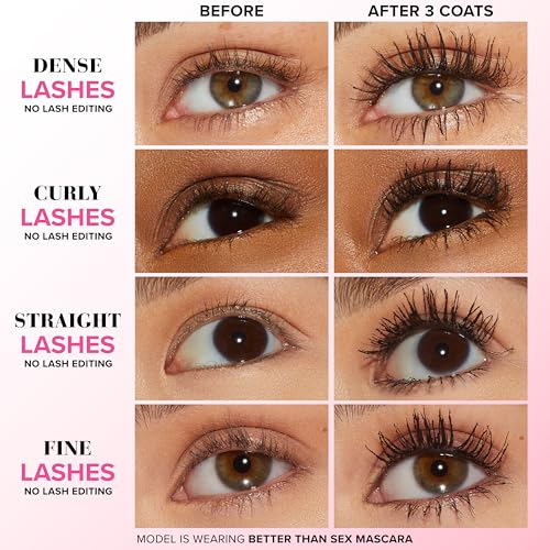 Too Faced Better Than Sex Mascara & Eyeliner Travel Duo for Dramatic Volume | Includes Better Than Sex Mascara, 0.17 Fl Oz, & Better Than Sex Eyeliner, 0.02 Fl Oz, Black
