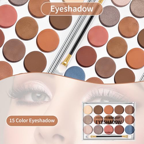 34-Piece Complete Makeup Kit with Eyeshadow, Brushes & Accessories
