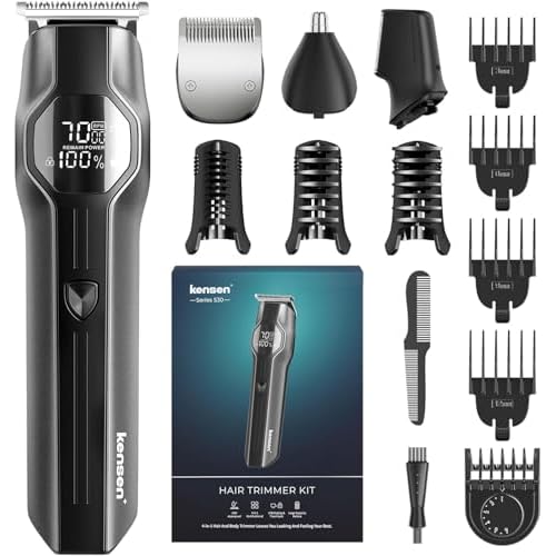 Beard Trimmer for Men - 14 in 1 Professional Mens Grooming Kits, Hair Clippers with Dual-Speed Motor for Beard Head Body Face Nose Ear Mustache Trimmer IPX7 Level LED Display 210 Min Electric Razor