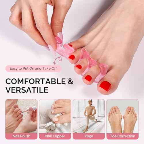 MelodySusie 6Pcs Toe Separators for Women Pedicure, Flexible Soft Silicone Toe Spacers Kit for Separating Fingers & Toes, Nail Polish and Grooming, Suitable for Home DIY Salon tools, Gifts for Women