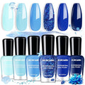 Morovan Glitter Blue Nail Polish Set - Quick Dry & Long Lasting