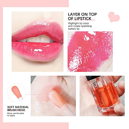 Weekbox Hydrating Lip Glow Oil, Moisturizing Lip Glow Oil, Nourishing Glossy Transparent Lip Oil, Plumping Lip Oil, Lip Balm, Non-sticky Tinted Toot Lip Balm for Lip Care