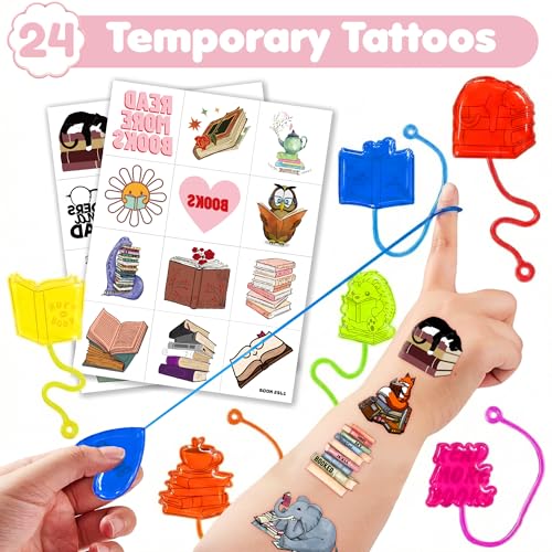 48 Pcs Book Reading Party Favors - Stick Hands & Tattoos