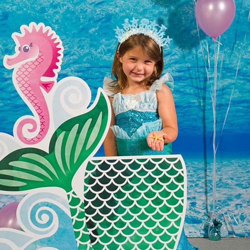 BAHABY Happy Birthday Headbands for Girls Mermaid Birthday Decorations Glitter Birthday Girl Headband Birthday Party Favors- Blue