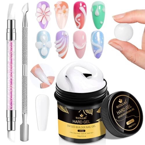 LEDSUUEI 100ml White Solid Builder Gel for Nails - 3D Sculpting & Extension