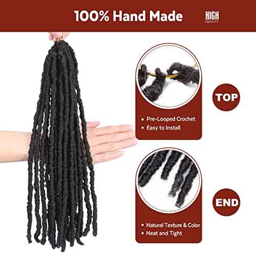 WIGNEE 120 Strands Faux Locs 12 Inches Short Pre-Looped Soft Dreadlock Crochet Hair 6 Packs Pre-Twisted for Black Women (12 Inch, 1B)