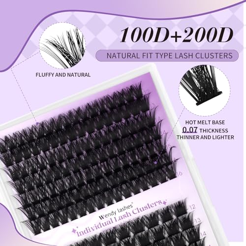WENDY LASHES Wispy Cluster Eyelash Extensions 12-16mm 119Pcs