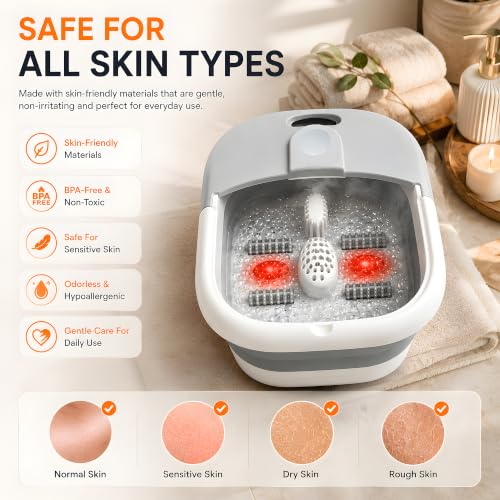 Foldable Electric Foot Spa Massager with Heat & Bubble Jets