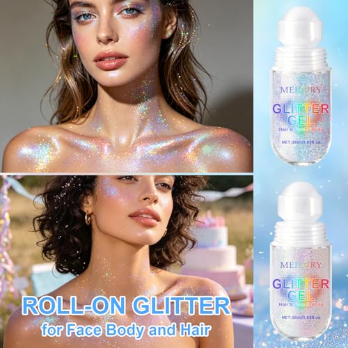 Roll-On Body Glitter Gel – Holographic Chameleon Shimmer