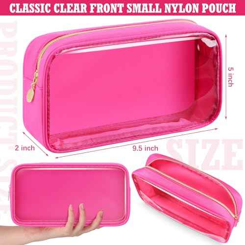 Hushee 4 Pcs Clear Nylon Makeup Bag for Women Gifts Preppy Cosmetic Bag PVC Travel Toiletry Zipper Pouch Waterproof Storage Organizer Pouch for Women(Small)
