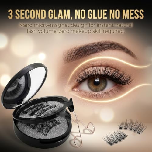 Magnetic Eyelashes Kit - 4 Pairs 3D Wispy Lashes, No Glue