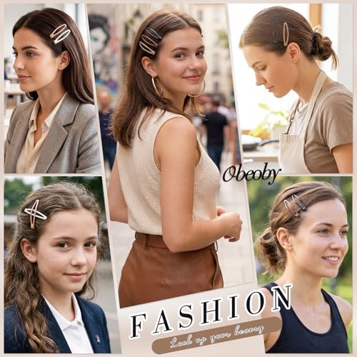 40Pcs Metal Snap Hair Clips Barrettes, 5 Colors