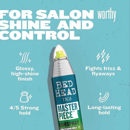 TIGI Bed Head Masterpiece Hairspray 3-Pack ? Extra Strong Hold Hairspray, Frizz Control + Shine, Tropical Scent, 10.3 Oz Ea