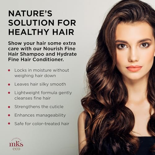 MKS eco Nourish Shampoo for Fine Hair, Light Breeze (10 fl oz) + MKS eco Hydrate Conditioner for Fine Hair, Light Breeze (10 fl oz) - Moroccan Argan Oil, Hemp Seed Oil - Vegan, Cruelty Free