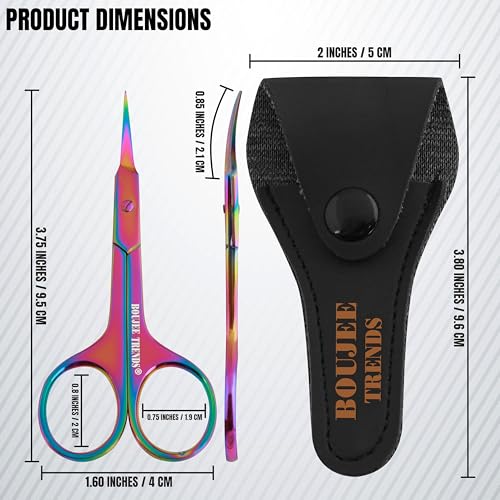 Cuticle Scissors, Eyebrow False Eyelashes Mustache Facial Nose Ear Hair Grooming Multi-Purpose Beauty Scissors, Small Manicure Pedicure Curved Extra Sharp Fine Blades Professional Shears for Men Women