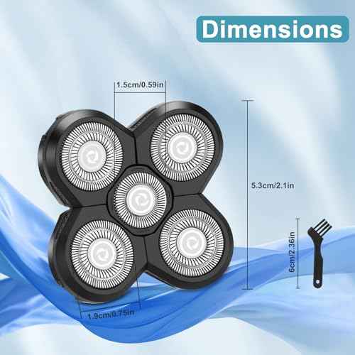 3 PCS Head Shaver Replacement Blades, Gifts for Him Mens Husband Dad - Birthday Gift Ideas for Dad, 5-Blade Shaver Heads for Bald and Face Hair with Cleaning Brush