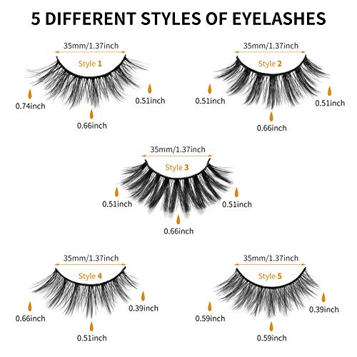 DYSILK Fake Lashes Pack False Mink Lashes 5 Pairs Wispy Fluffy Eyelashes