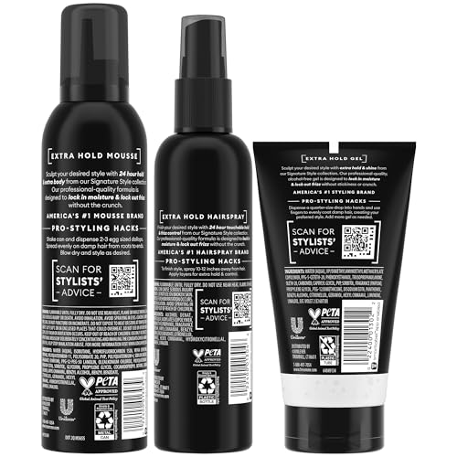 TRESemm? Extra Hold Hair Styling Bundle ? Shaping Mousse, Layering Hairspray & Alcohol-Free Sculpting Gel, Professional-Quality Frizz Control