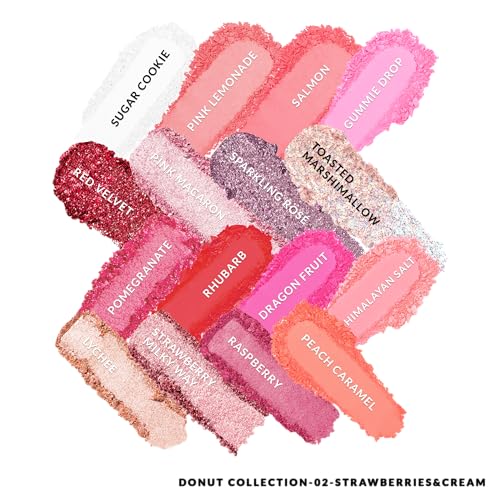 Kimchi Chic Donut Collection Eyeshadow Palette - Strawberries & Cream, 16 Shades