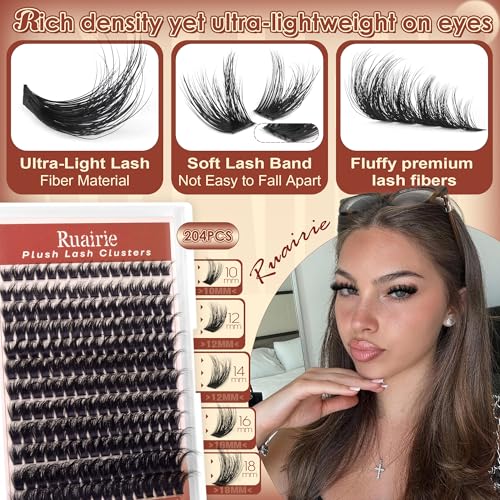 Fluffy Lash Clusters 10-18mm D-Curly Wispy Eyelash Extensions 204pc