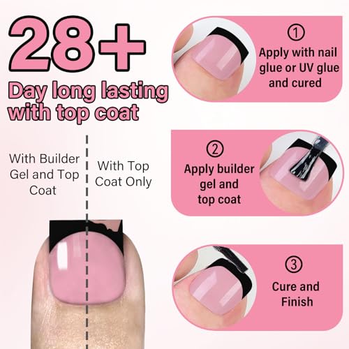 EBANKU 300PCS French Tip Press On Toenails Black - Summer Gel Toenail Tips for Women & Men