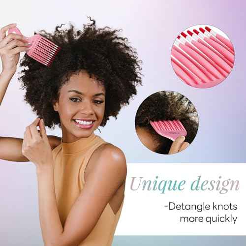 Smooth Hair Pick Comb for Curly, Thick, Medium to Long Hair, Facial -6.9inch£¨Blue, Pink£©