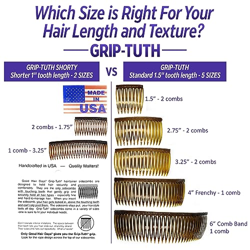 Good Hair Days Grip-Tuth Tuck Combs 1.5" Set of 2