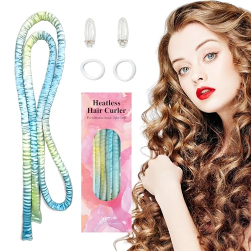 Ariuvor Heatless Curling Rod Headband for Long and Short Hair, Overnight No-Heat Curls (Blue Tie Dye)