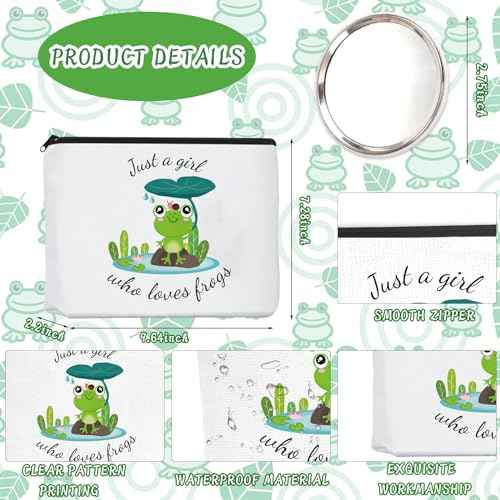 Frog Gifts for Frog Lovers, Includes Makeup Bag, Cute Socks, Frogs Writing Gel Ink Pen & Mini Round Mirror, Just Who Loves Frogs, Birthday Gift for Women