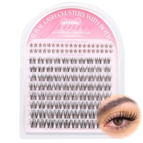JIMIRE Wispy Lash Clusters with Bottom Lashes - 112 Pcs D-Curl 10-16MM