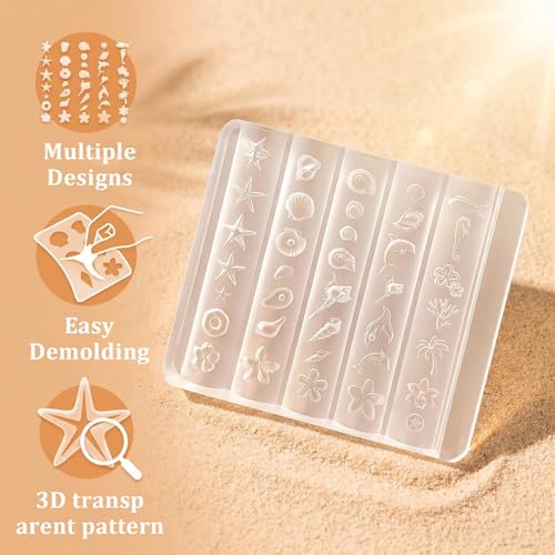 Ocean-Themed Silicone Nail Molds Set - 2pcs Mermaid & Seashell