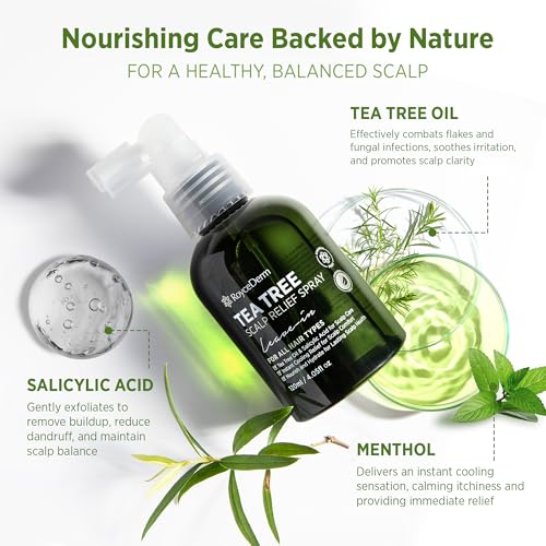 RoyceDerm Tea Tree Scalp Relief Spray for Dry Itchy Scalp Hydration & Balance