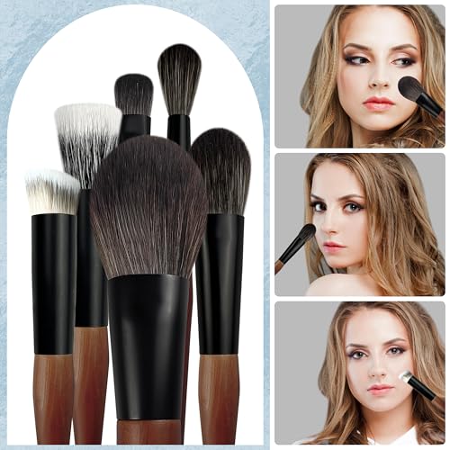 Travel Makeup Brush Set with Case, Mini Makeup Brushes Set for Powder, Foundation, Eyeshadow, Lip, Highlight, Blush & Concealer, 10 Pcs Travel Size Makeup Brushes & 2Pcs Triangle Powder Puff