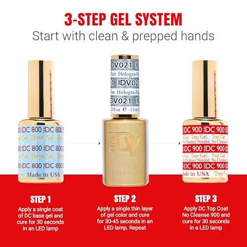 DND Gel Diva Polish Set, Mirrorball Collection, UV/LED GelPolish and Air Dry Nail Lacquer, Matching Chip-Free Polish Duo, 0.5 Fl Oz Each