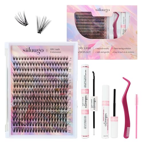 SIILUUGO DIY Lash Extensions 200PCS Individual Lashes Clusters,9-16mm MIX 30D Fluffy and Natural False Eyelashes,Wispy and Volume,Waterproof and Lasting Pestañas,Easy to Apply for Beginners at Home