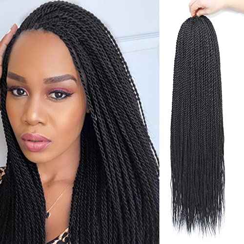 MOSINA Senegalese Twist Crochet Hair for Black Women 8 Packs Crochet Braid for Black Women 35 Strands/Pack Professional Synthetic Hair Pre Looped Crochet Hair(24 Inch,1B)