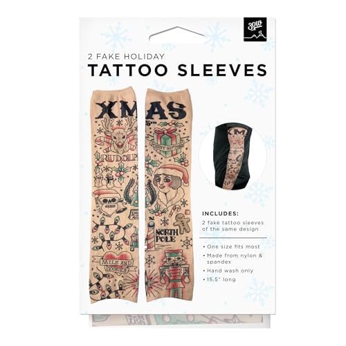 Prank-O Fake Temporary Tattoo Sleeves Pair - Holiday Arm Accessories