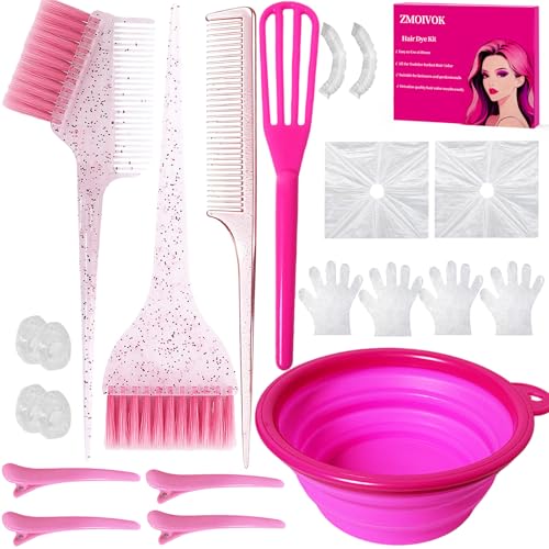 21 Pcs Pink Hair Dye Kit - Professional Salon Tools
