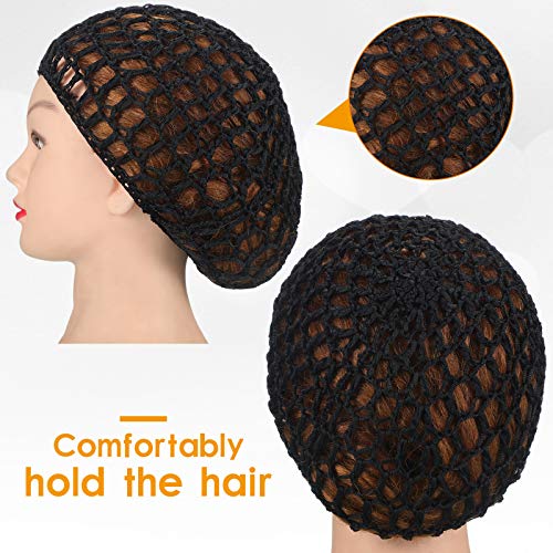 Mesh Crochet Hair Net Snood Cap, 2-Pack Black