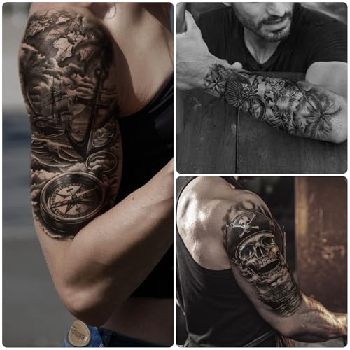 Pirate Temporary Tattoos, 77 Sheets Waterproof Fake Tattoos