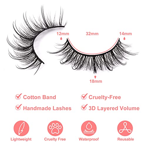 DYSILK Lashes False Eyelashes 7 Pairs Manga Lashes Natural Anime Lashes and 5 Pairs 6D lashes Faux Mink Eyelashes