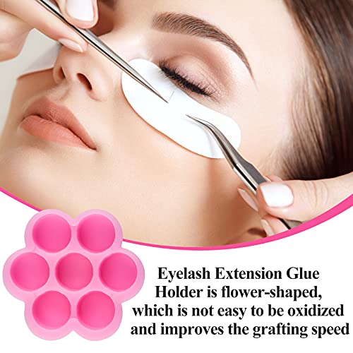 200 Pcs Flower Eyelash Glue Cups with 7 Grids | Pink