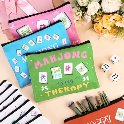 12 Pcs Mahjong Makeup Bags Set with Zipper - Travel Toiletry & Cosmetic Organizer for Women