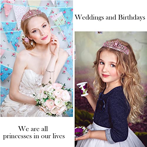 Pink Princess Tiara - Bridal & Party Crown for Girls & Women, Elegant Jewelry Accessory