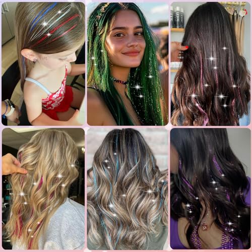 Hair Tinsel Kit, 18 Colors 7800 Strands 48 Inch Heat Resistant