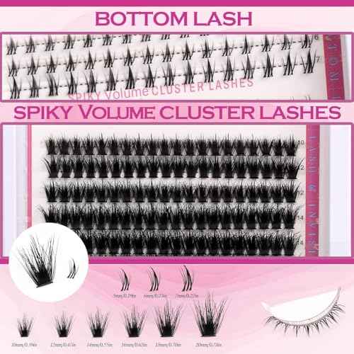 Lashes Clusters Kit Gift Packs D Curl Cat-Eye Wispy Individual Faux Mink Fake Eyelashes, Volume Studio Effect, 498Pcs DIY False Eyelash Extensions with Bottom Lashes|Glue|Removers|Tweezers
