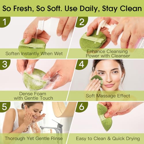GloréBrochas Reusable Facial Sponges - 3PCS Soft Cleansing Pads