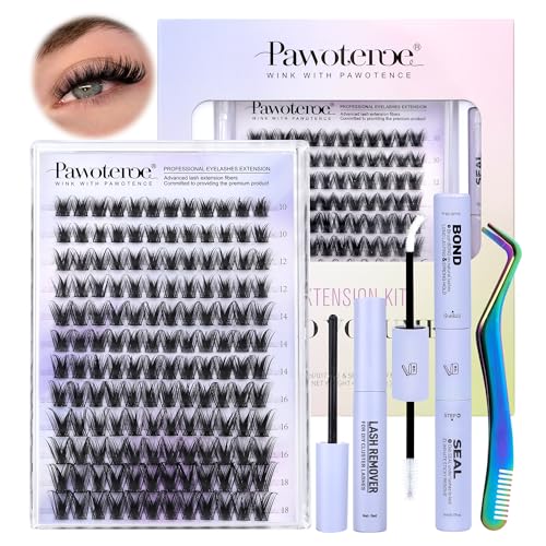 D. Fairy Pawotence Kira Lash Clusters Kit 10-18mm 144pcs Wispy Eyelash Extensions with Waterproof Bond & Applicator - All Prestige